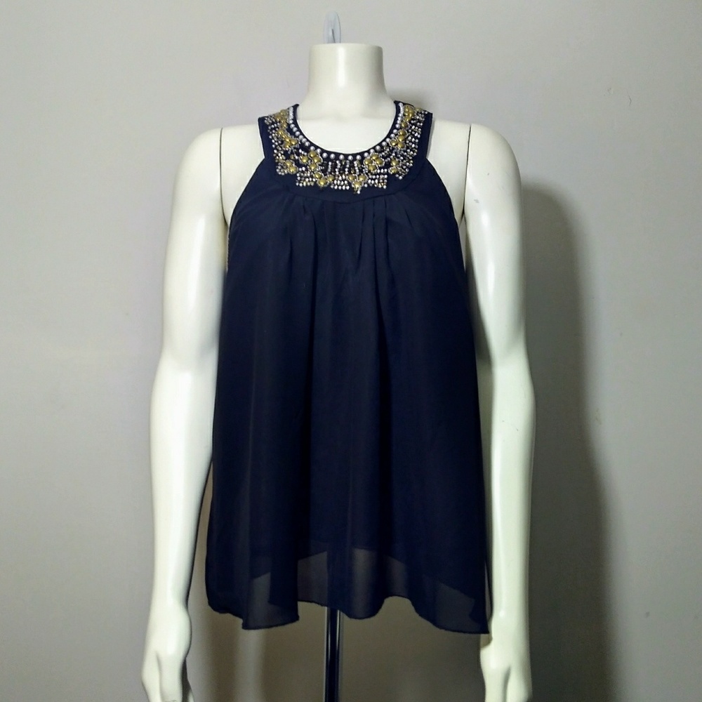 apostrophe' Black Beaded Blouse
